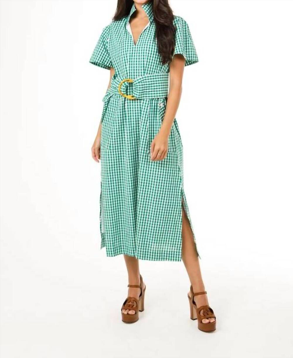 NEW HOLLY SHAE DESIGN gretchen dress in green and white gingham